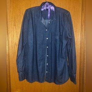 J. Crew Dark Blue Casual Button Down Jean Shirt